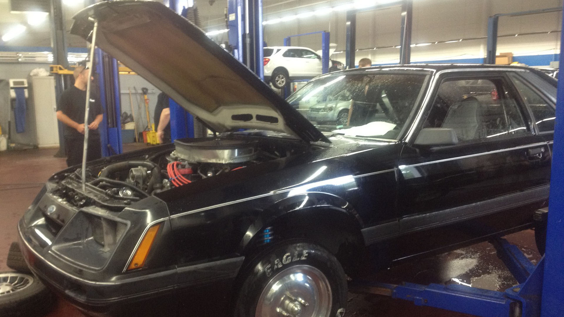 Black 1985 Ford Mustang LX Htbk.