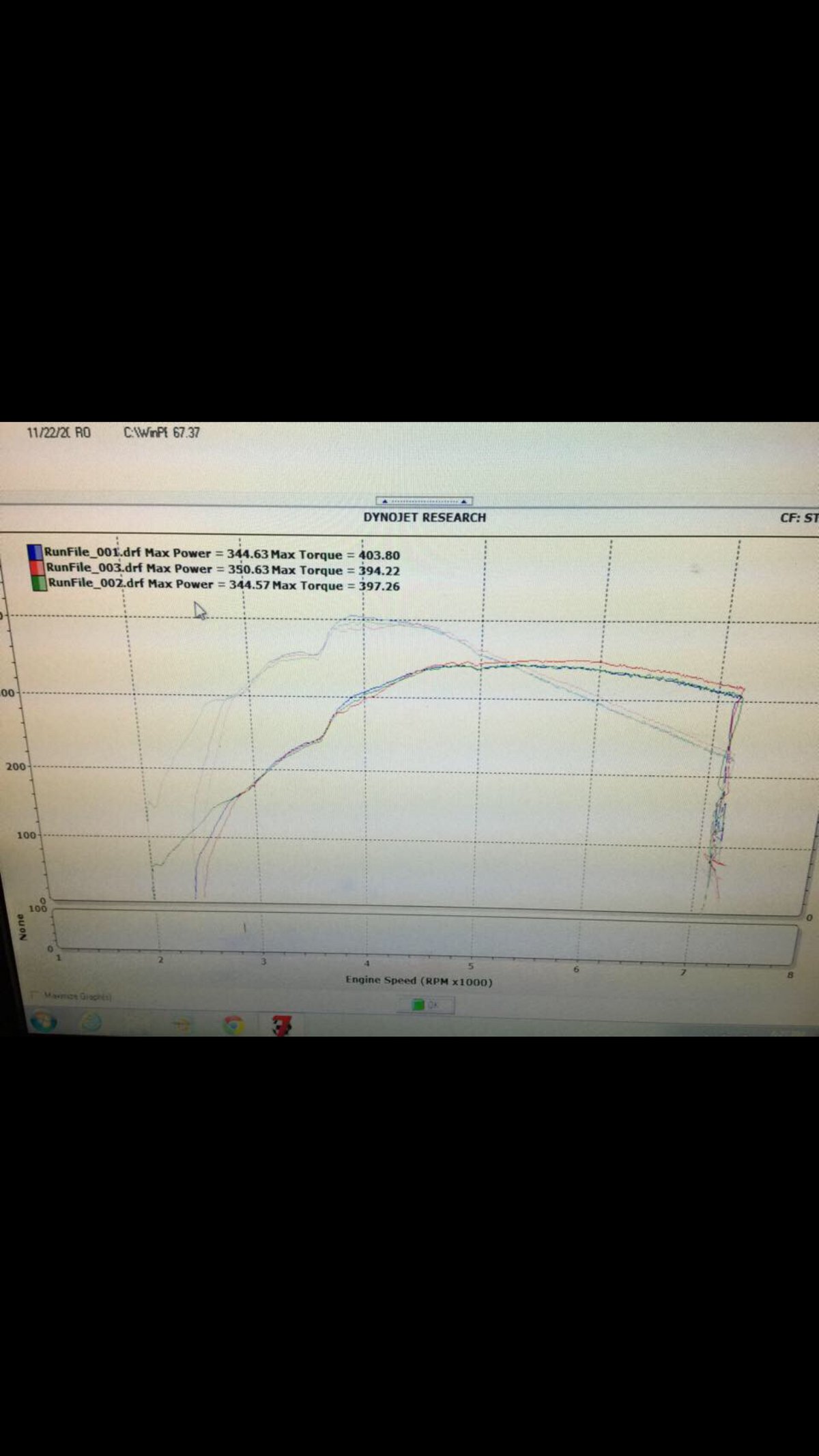 Volkswagen Golf R Dyno Graph Results