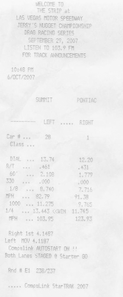 2005  Pontiac GTO Supercharged Timeslip Scan