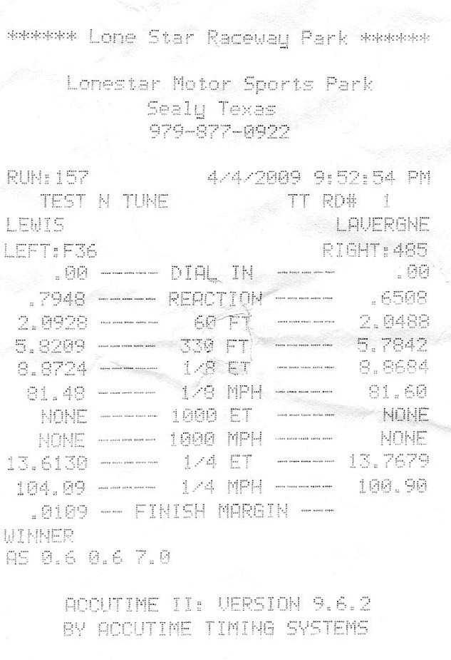 2007  Ford Mustang GT Timeslip Scan