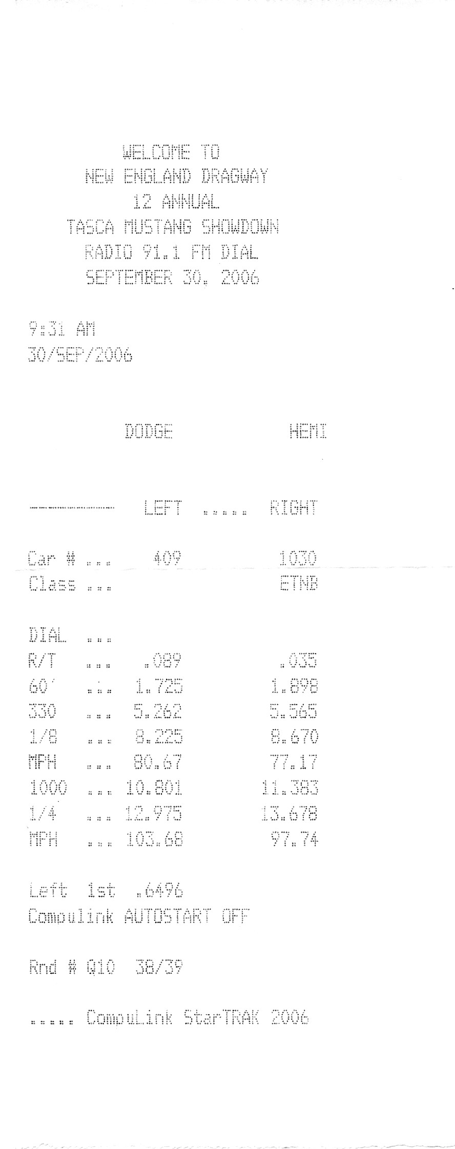 1999  Ford Mustang GT Timeslip Scan
