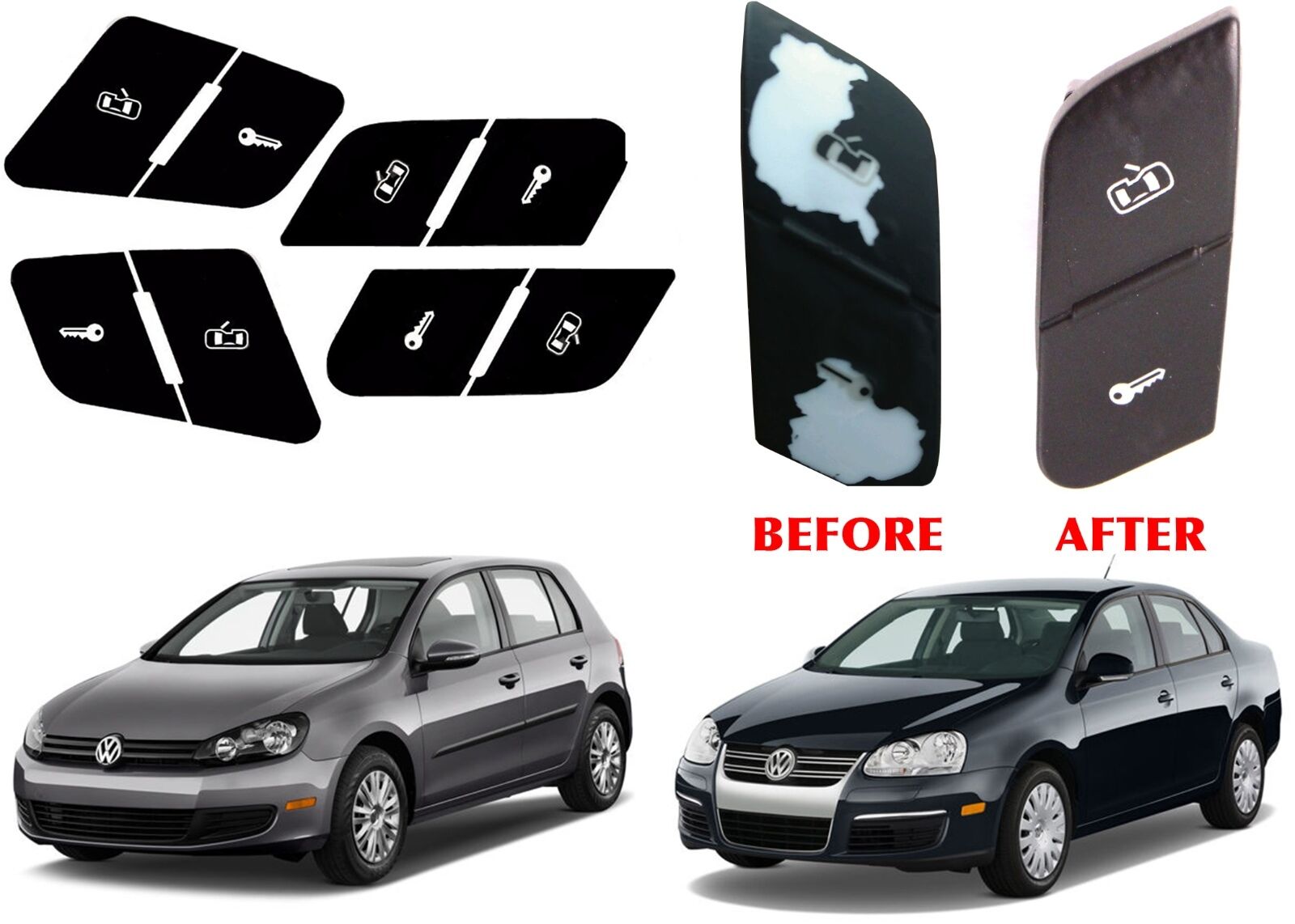 Replacement Door Lock Button Stickers For 2006-2010 VW Jetta Passat Golf New USA