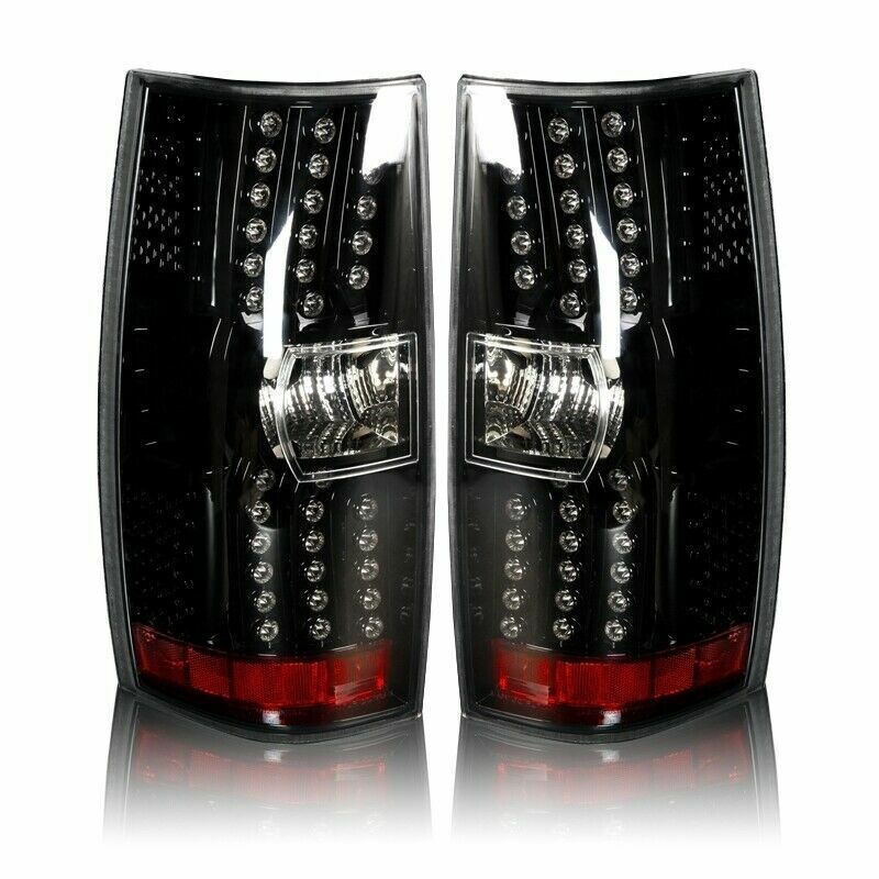for 07-14 Chevy Suburban Tahoe LED Tail Brake Lights Rear Lamps Glossy Black L+R