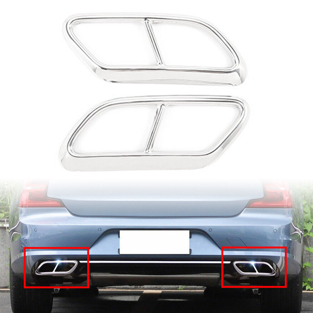Exhaust Muffler Pipe Tip Tailpipe Cover Trim Fit Volvo V90 S90 2016-2020 Chrome