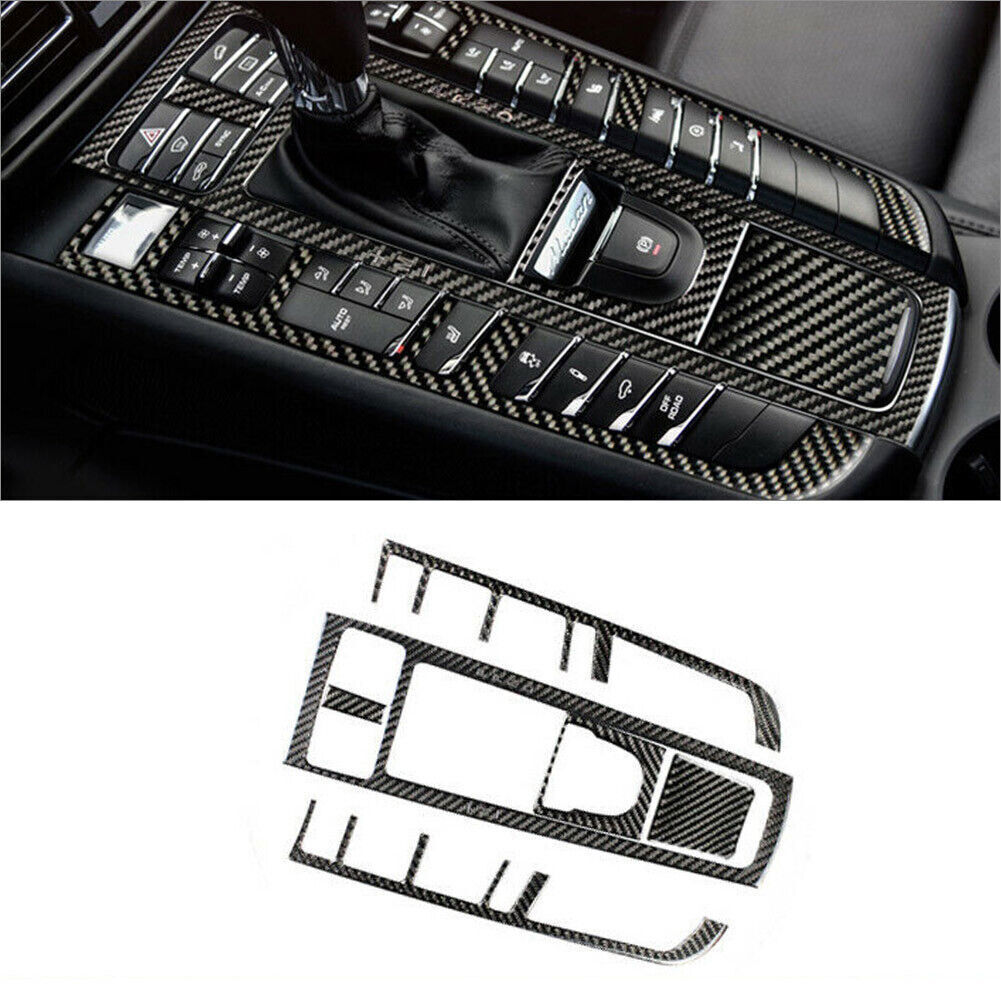 6Pcs Carbon Fiber Interior Gear Shift Panel Cover Trim For Porsche Macan 2014-19