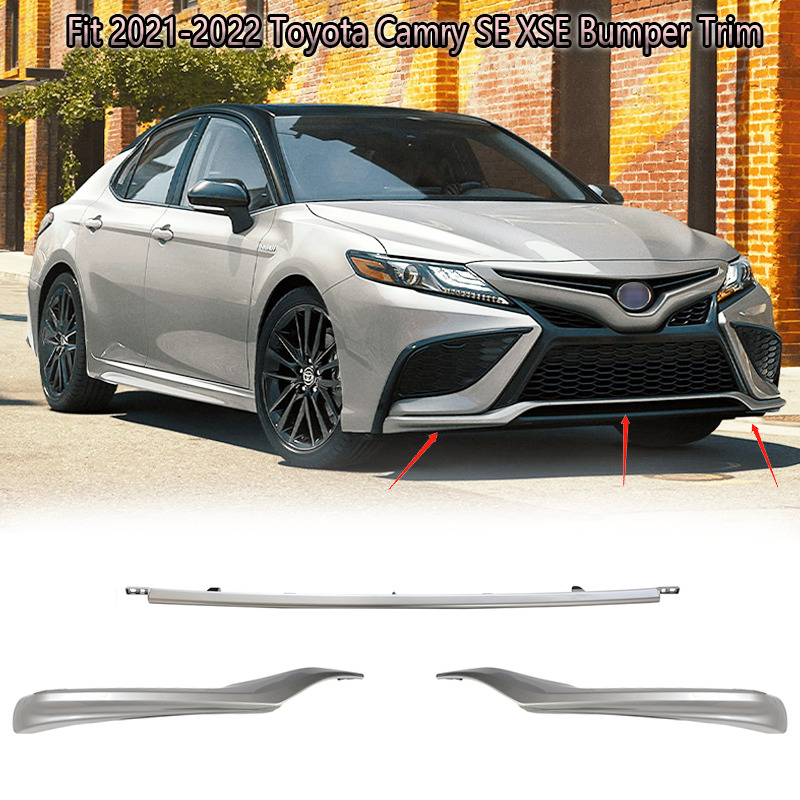 For 2021-2022 Toyota Camry SE XSE Silver Front Bumper Lower Molding Cover Trims