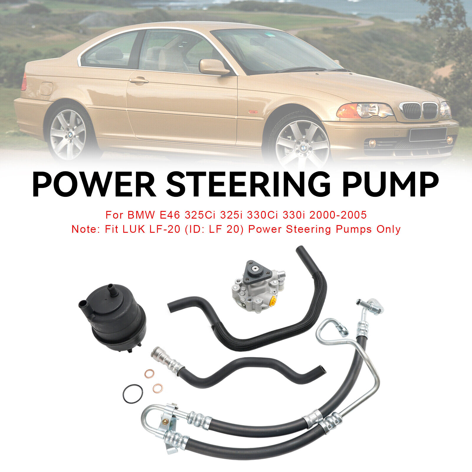 Power Steering Pump Kit Fit BMW E46 320i 323i 325i 328Ci 328i 330i 2001-2005