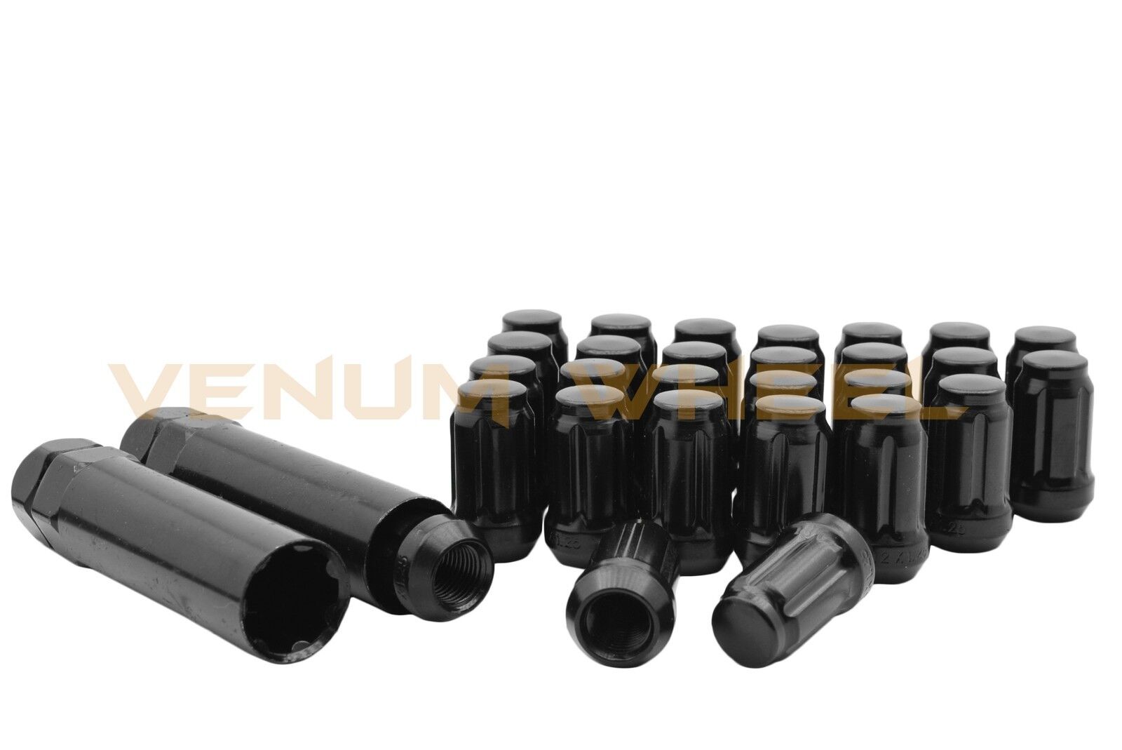 Black Tuner Racing Lug Nuts for Aftermarket Wheels M12x1.5 6 Spline 