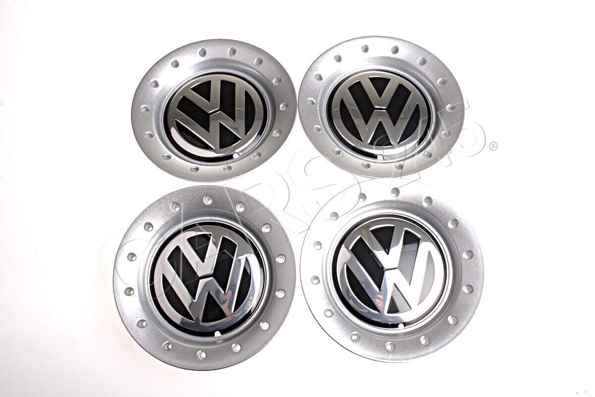 Genuine Wheel Center Hub Caps 4pcs Brilliant Chrome For VW Golf Jetta Mk4 99-06