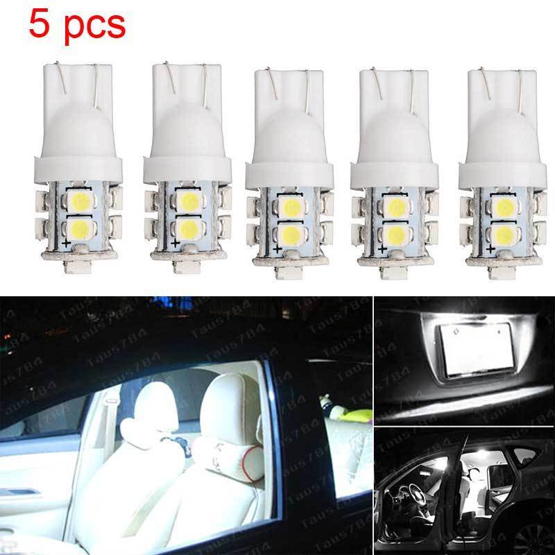 5pc  White T10  License Plate Interior 10SMD LED Light Bulbs 194 168 912 921 W5W