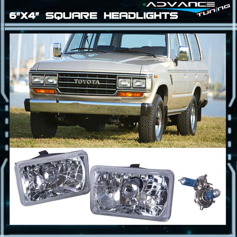 Set Of 4 4X 6 H4 Headlight Headlamp Bulbs Diamond Crystal Clear Set 6X4