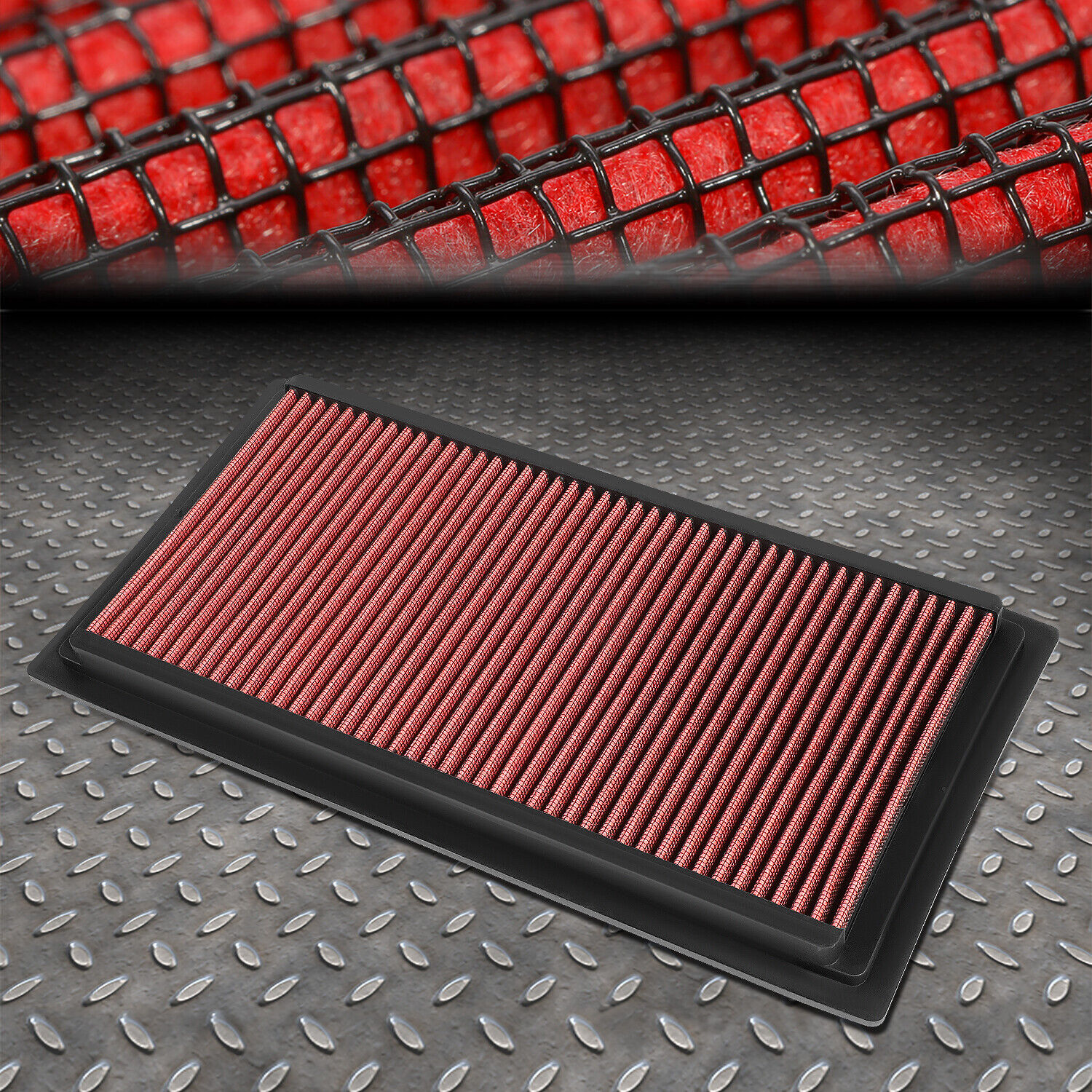 FOR 07-10 JEEP COMPASS PATRIOT CALIBER RED REUSABLE/WASHABLE AIR FILTER PANEL