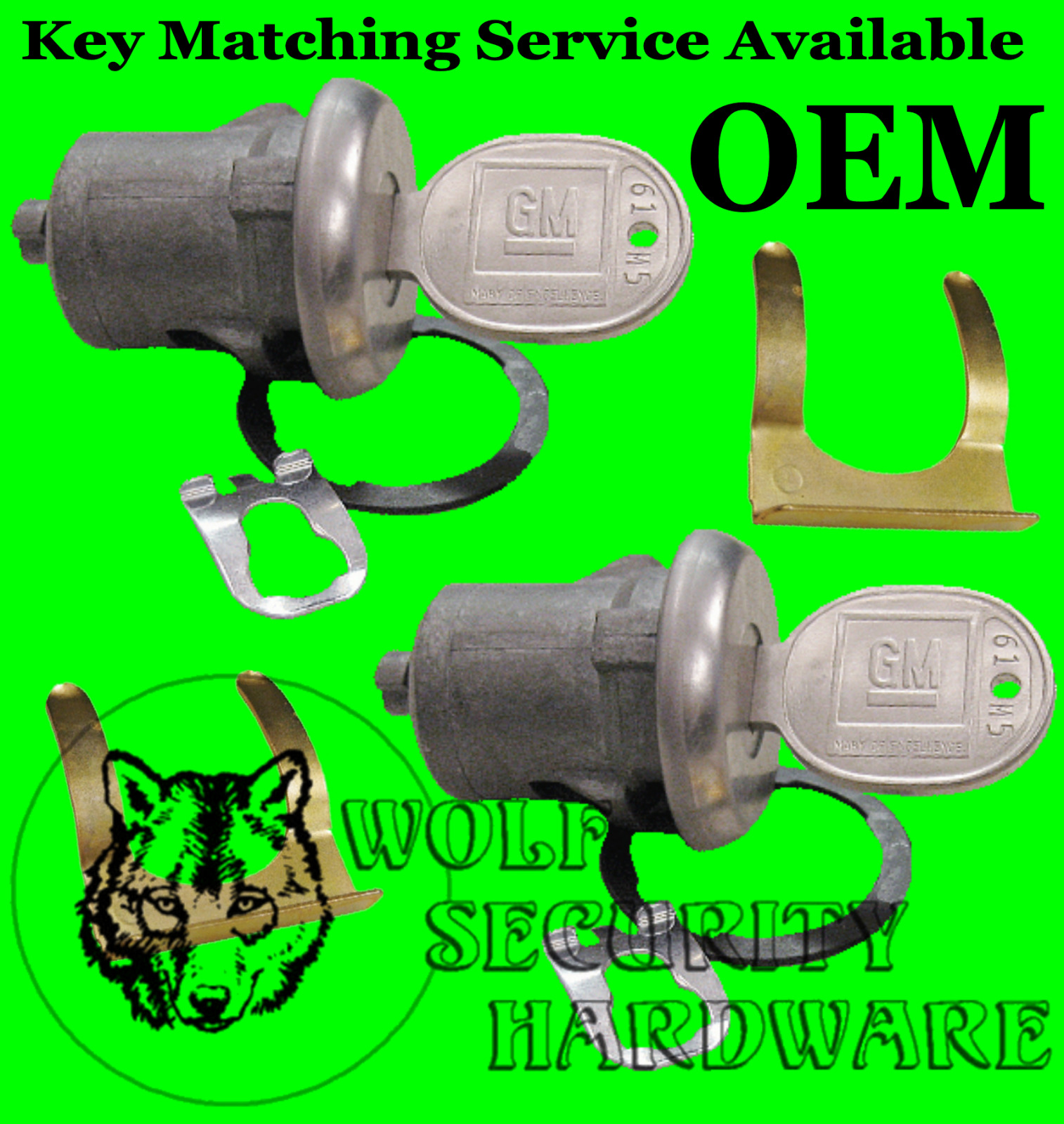 GM Chevy OEM Door Lock Key Cylinder Tumbler Pair Chrome 2 GM Logo Keys 608307 
