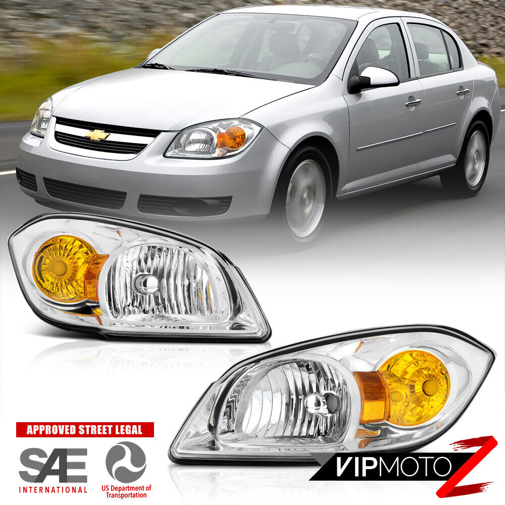 [FACTORY LOOK] 07-09 Pontiac G5 SHINY CHROME Headlight Lamp Chevy Cobalt SS L+R