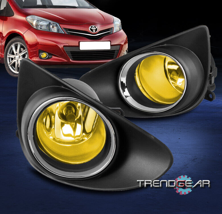 FOR 2012-2014 TOYOTA YARIS L LE BUMPER YELLOW FOG LIGHT+COVER+HARNESS+SWITCH KIT