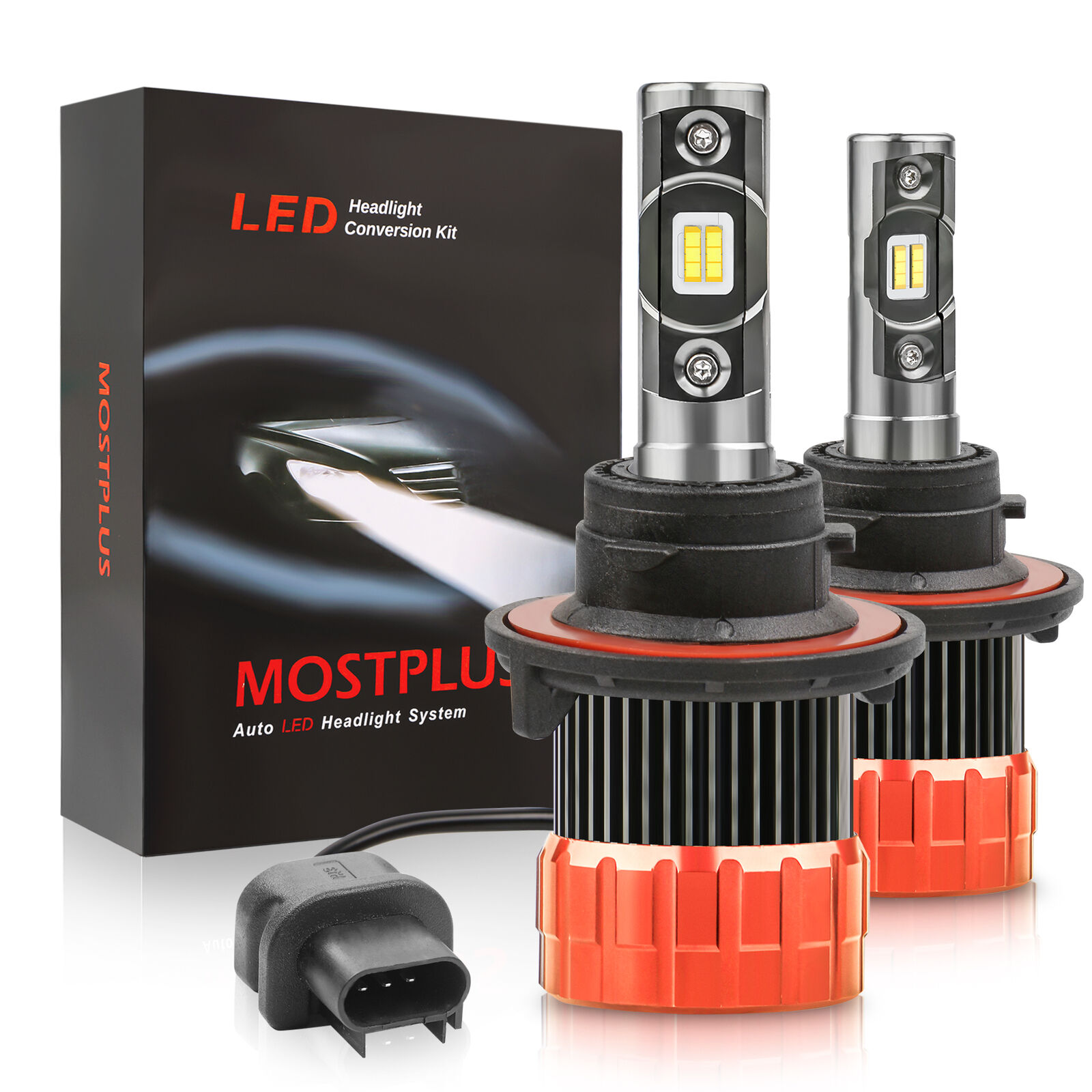 MOSTPLUS 98W 9800LM LED Headlight H13 9008 High/Low Beam Bulbs 6000K White