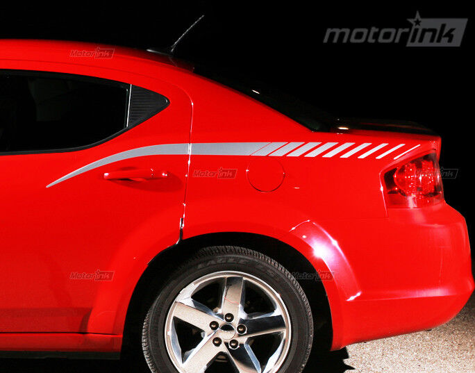 For 2008-2014 Dodge Avenger Side Strobe Stripes Rear Quarter Panel Rally Decals