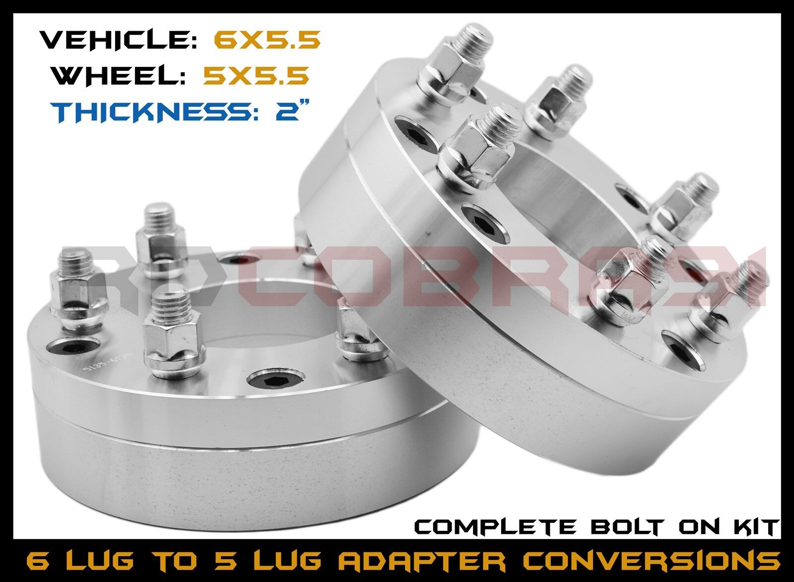 2 WHEEL ADAPTERS SPACERS 6x5.5 TO 5x5.5\