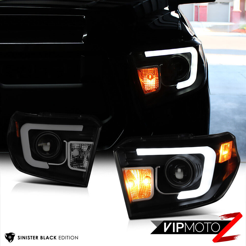 [SINISTER BLACK] For 14-17 Toyota Tundra Neon Tube Projector Headlights Assembly