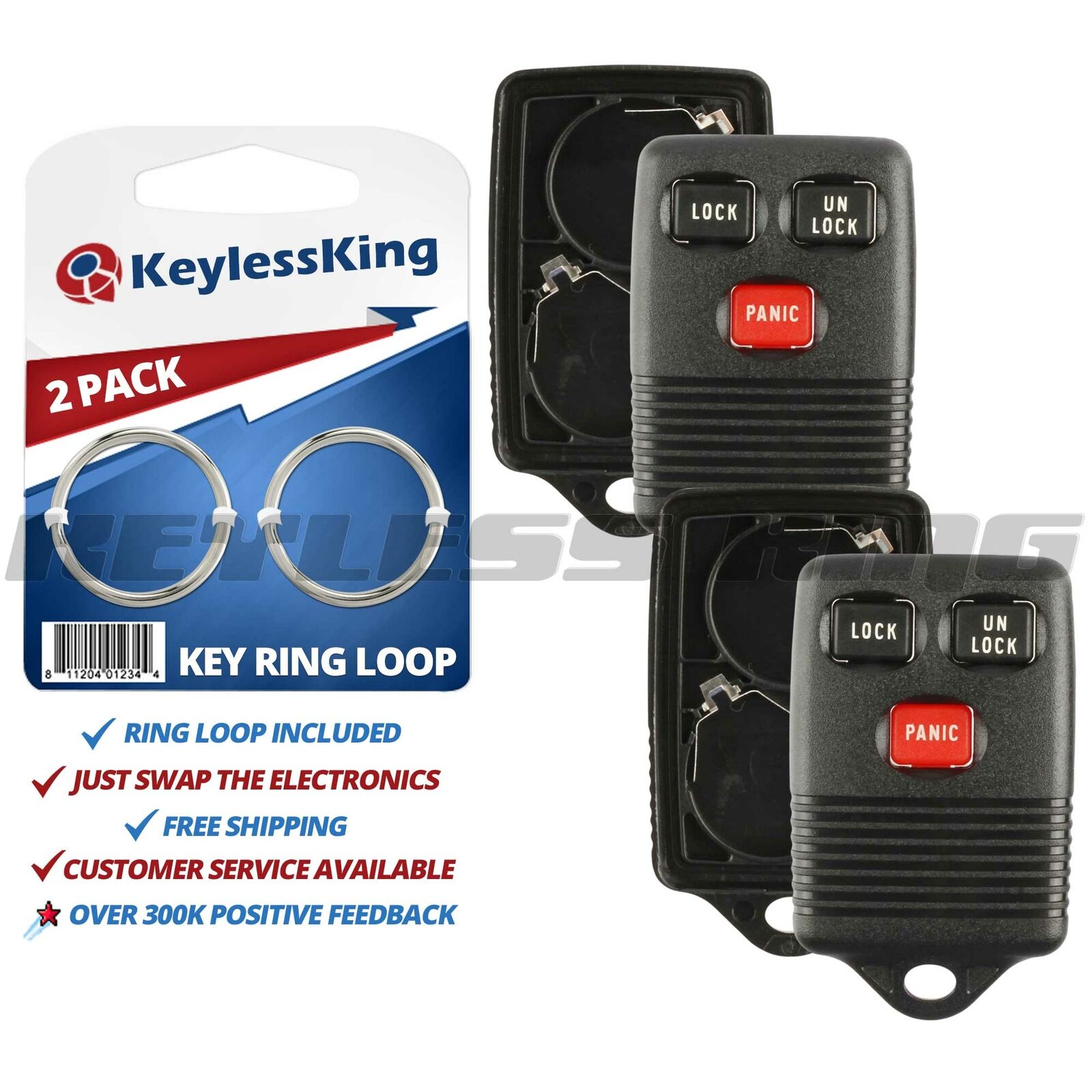 2 New Keyless Entry Remote Key Fob Shell Pad Case for Ford Mercury GQ43VT4T 3btn