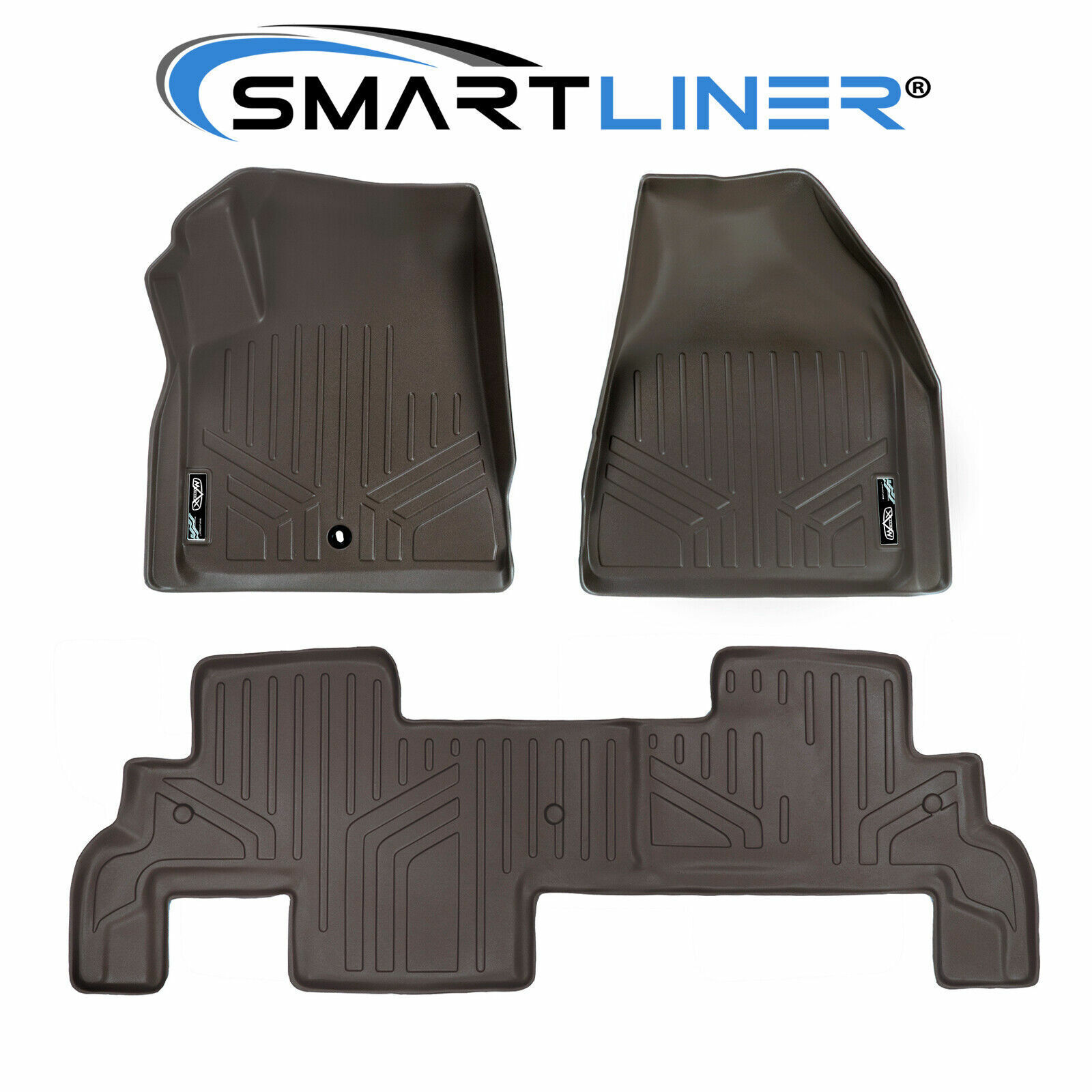 SMARTLINER Custom Fit Floor Mats 2 Row Liner Cocoa for Enclave/Traverse/Acadia