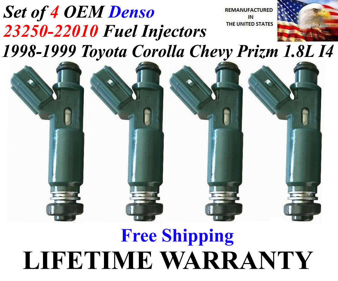Genuine Set of 4 Fuel Injectors For 1998-1999 Corolla Chevrolet Prizm 1.8L I4