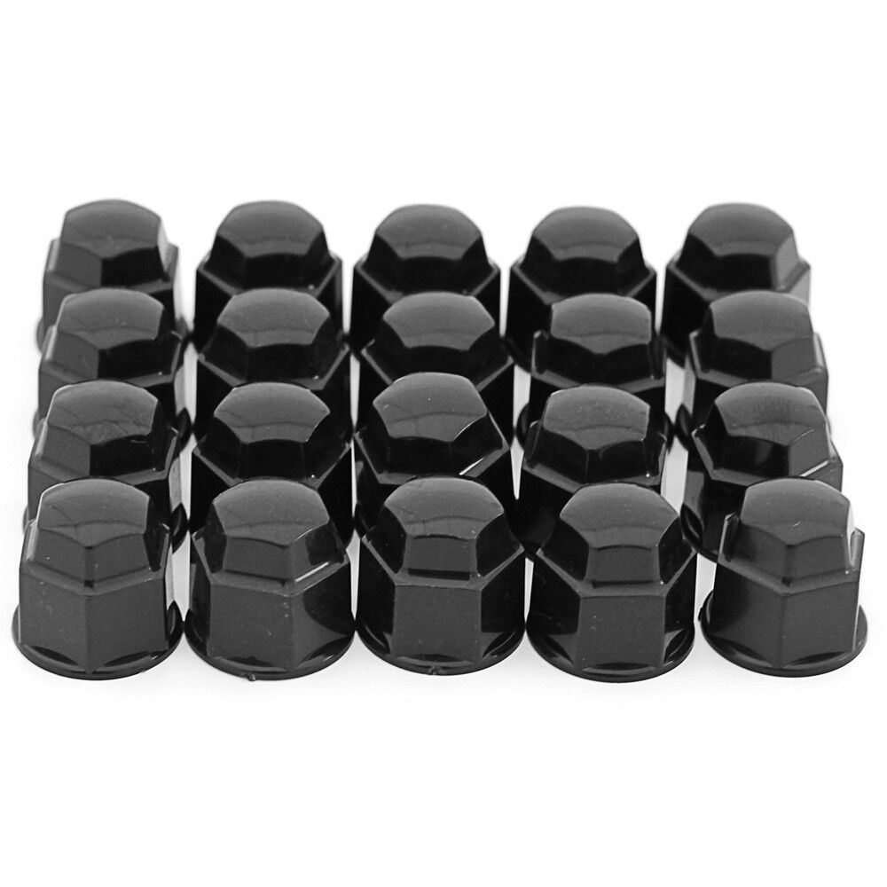 19mm Black Lug Nut Covers 20pc Set Fits Auto Car Wheel Rim Tire Bolt Center Caps