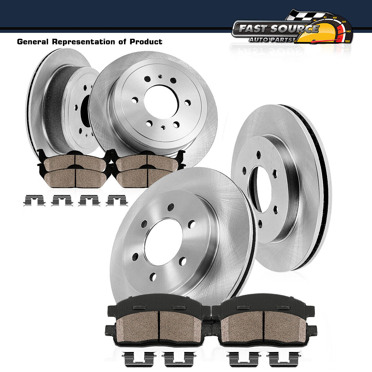 Front And Rear Brake Rotors & Ceramic Pads For Nissan Frontier XTerra Equator