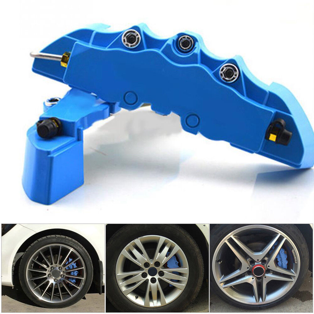 2× Blue Car Wheel Brake Caliper Cover Front Rear Disc Dust Resist Protection Set