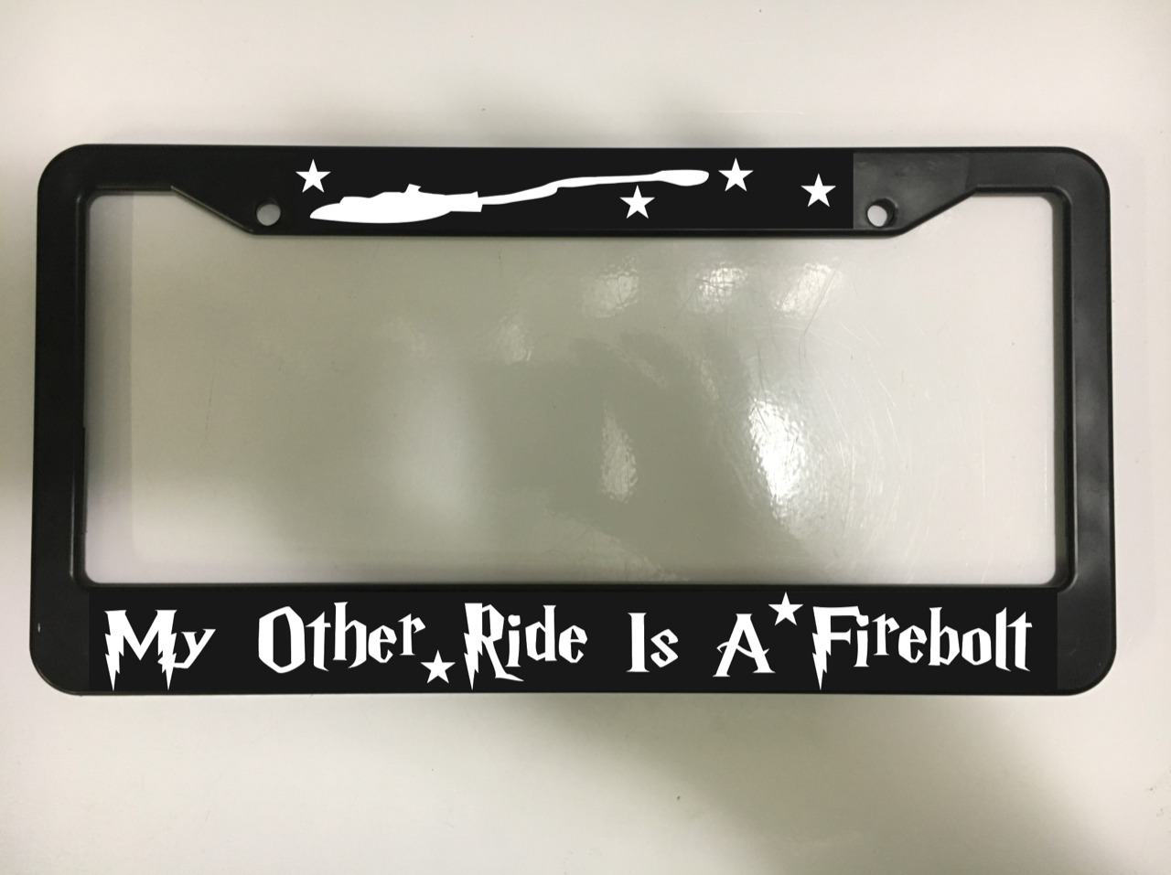 For Harry Potter Fans My Other Ride Fans is A Firebolt  License Plate Frame NEW