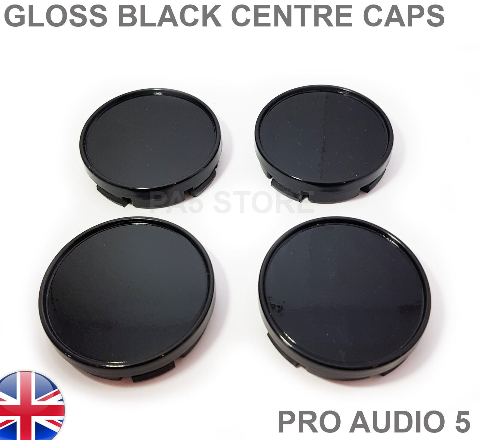 4x 55mm GLOSS BLACK WHEEL CENTRE CAPS Fits FORD FIESTA MONDEO KA GALAXY UK-