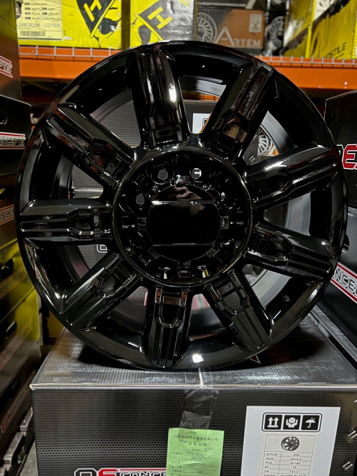 4 New Wheels 2023 GMC Sierra AT4 OE Replica 20x8.5 Gloss Black 8x6.5 GMC2500