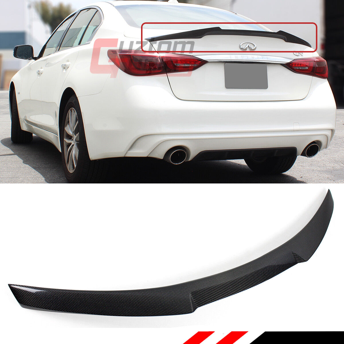 FOR 2014-2023 INFINITI Q50 JDM M4 STYLE REAL CARBON FIBER TRUNK LID SPOILER WING