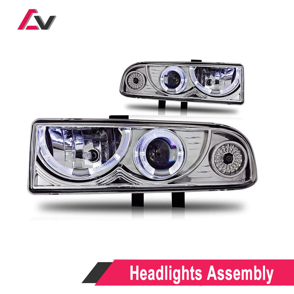 Pair Projector Headlights for 1998-2005 Chevrolet S10 Blazer - Chrome/Clear Lamp
