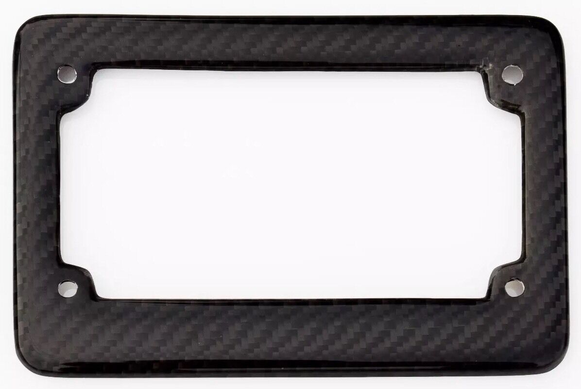 Real 100% Carbon Fiber Motorcycle License Plate Frame Orignial 3K With Free Caps