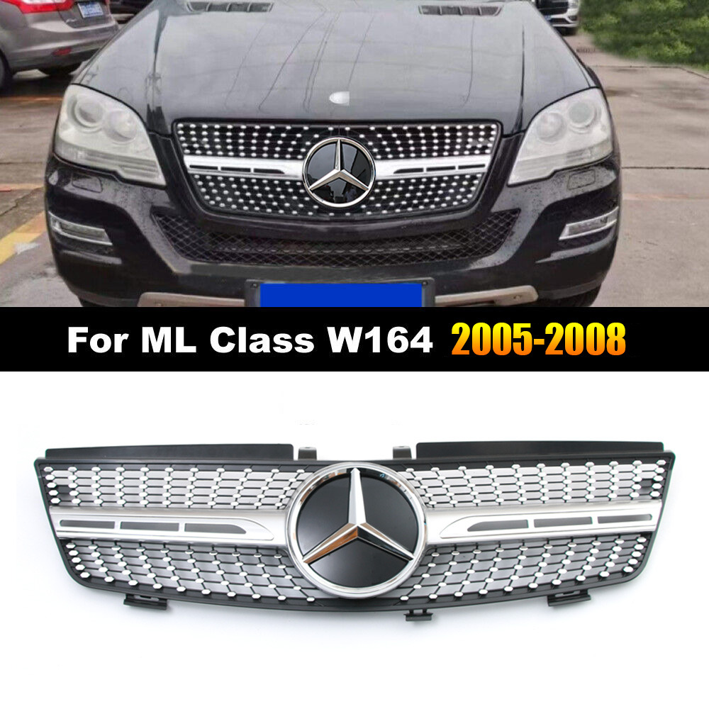 For Mercedes Benz W164 ML320 ML350 ML500 2005-2008 Diamond Grill W/Emblem Grille