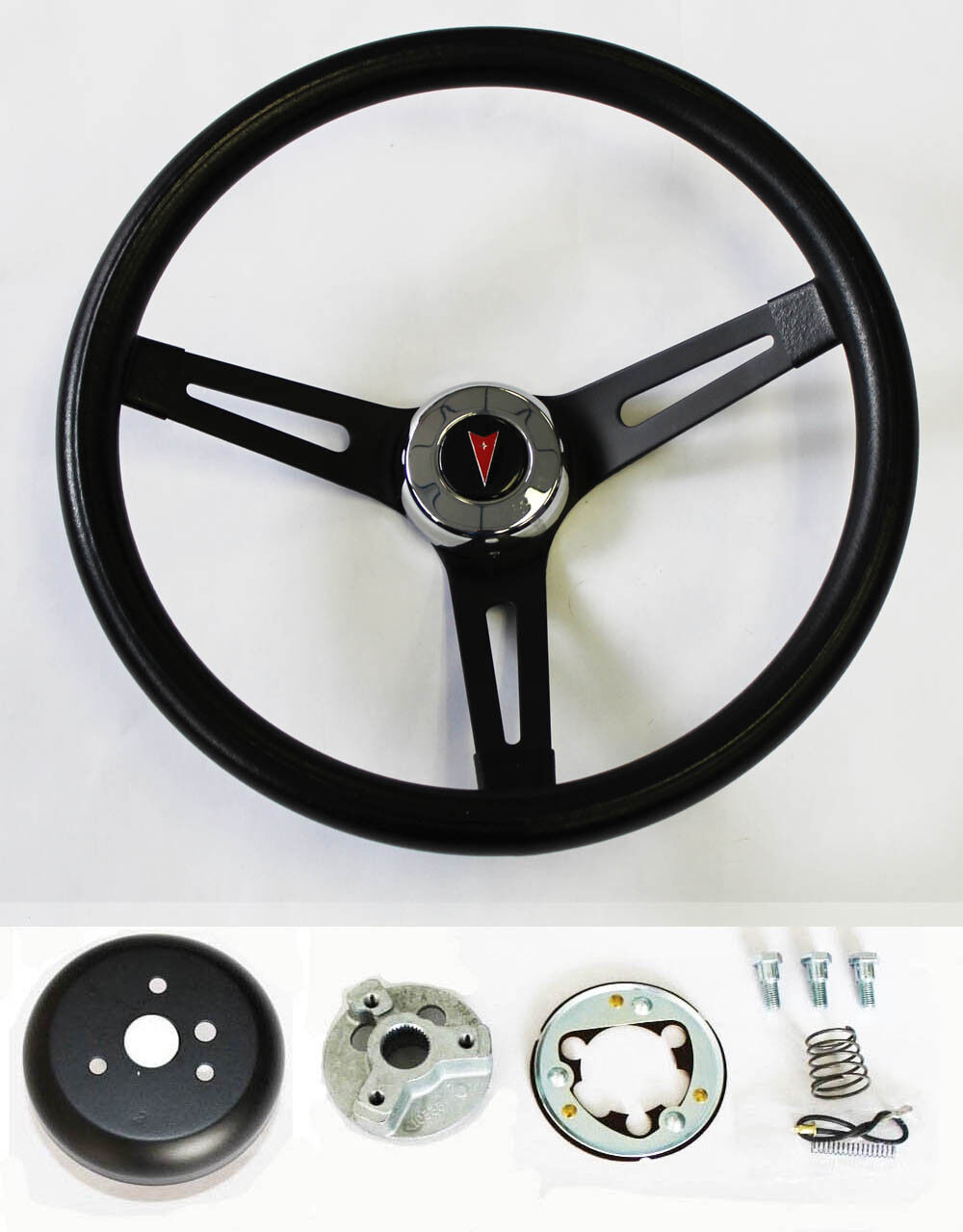 69-93 Pontiac GTO Tempest Firebird LeMans Black on Black Steering Wheel 13 1/2\