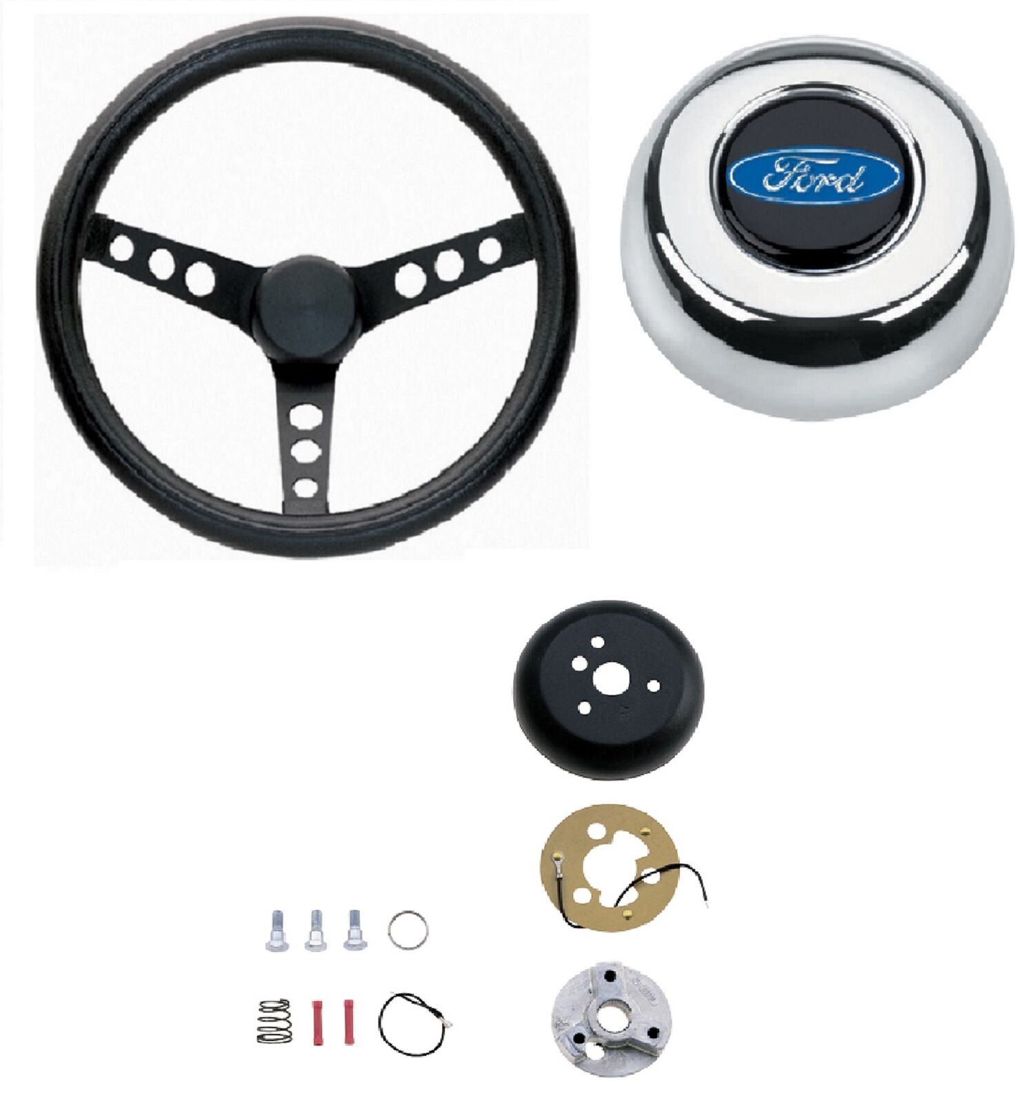 Grant Classic Style Wheel & Steering Wheel Installation Kit & Chrome Horn Button