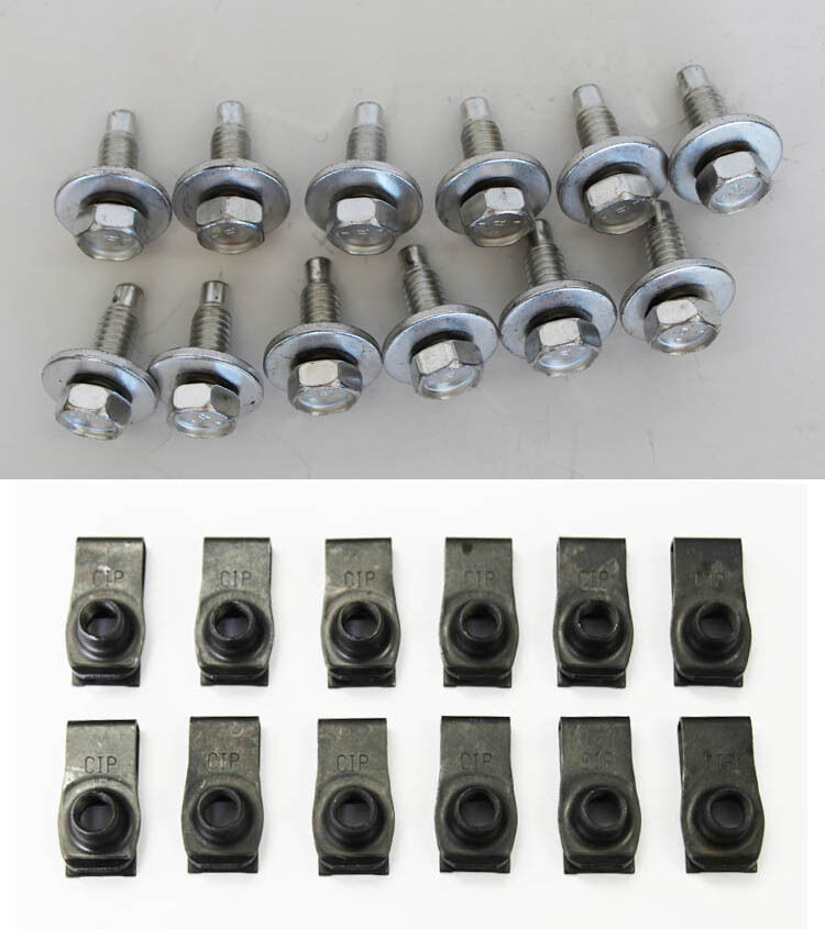 NEW Torino Cougar cadmium plated Fender Bolts and Clip Nuts Set of 24 Cad 