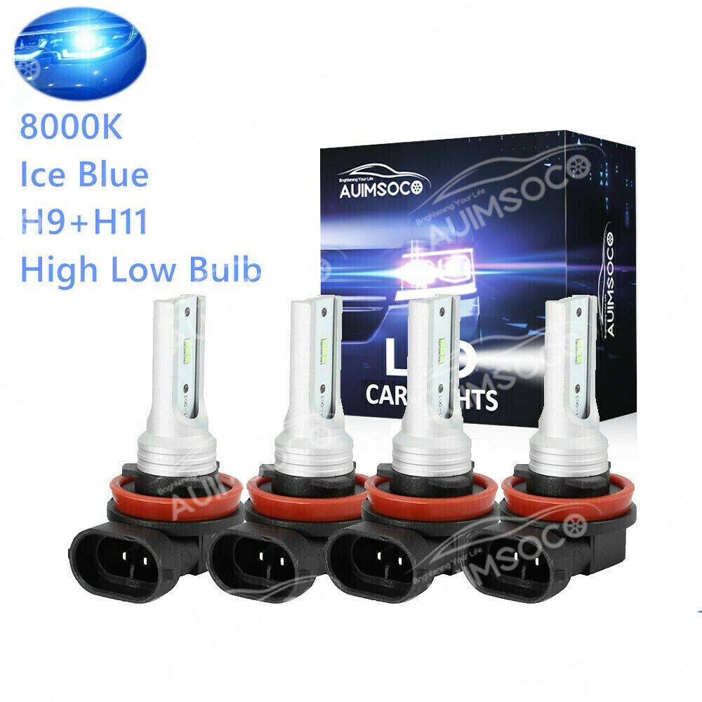  H11 LED HID Headlight Bulbs 8000K 320W Blue For Kawasaki ZX14r 2006-2015