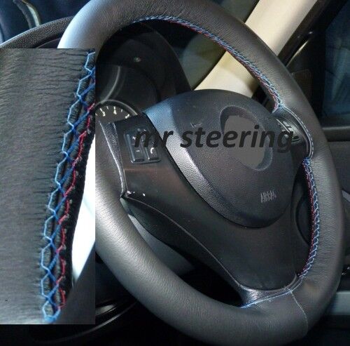 FITS BMW Z3 REAL BLACK LEATHER STEERING WHEEL COVER 1995-2002 M3 /// STITCHING