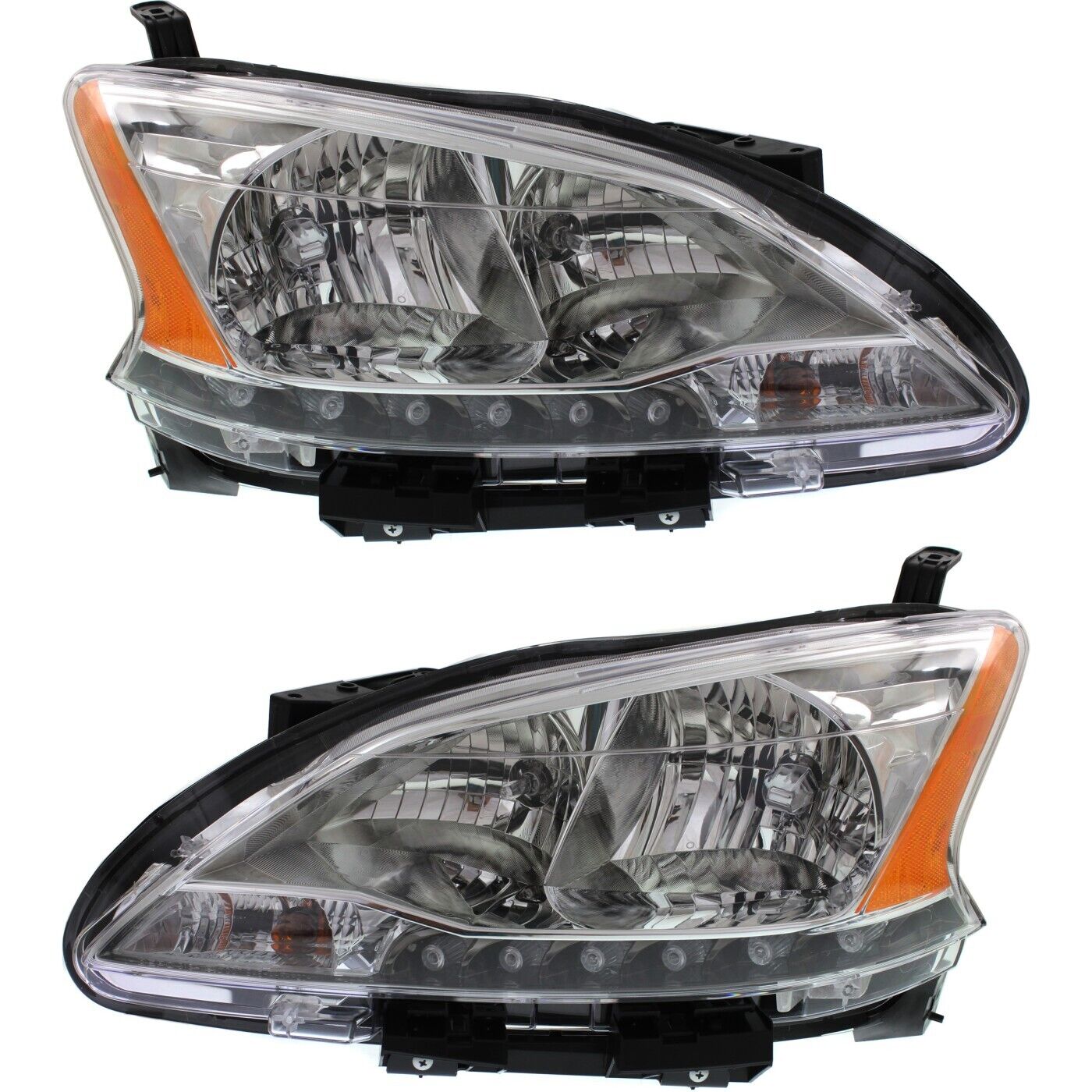 Headlights Headlamps Halogen Left & Right Pair Set for 13-15 Nissan Sentra