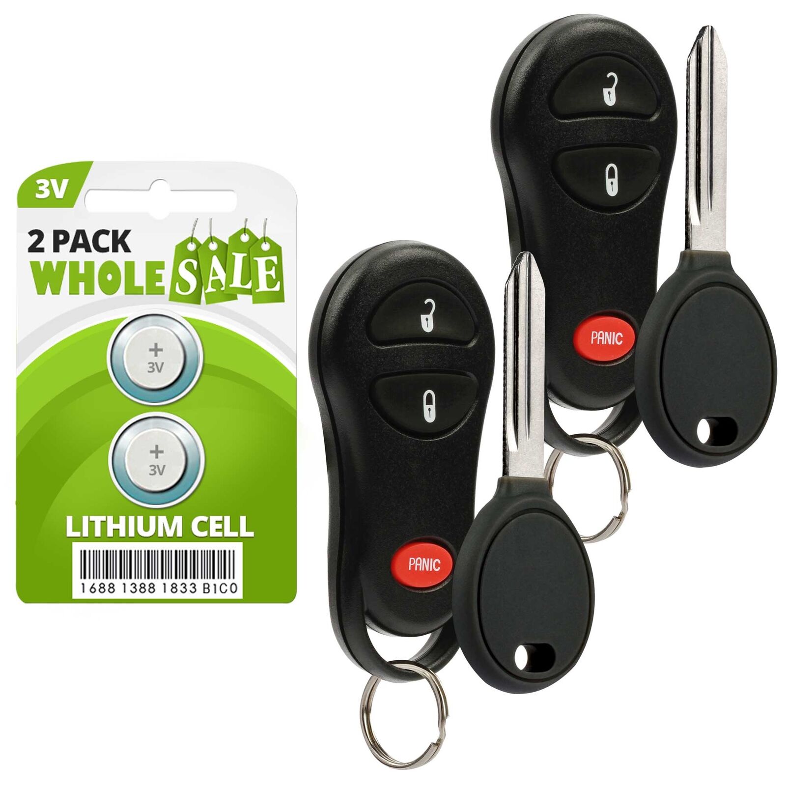 2 Replacement For 2002 2003 2004 2005 Dodge Ram 1500 2500 3500 4000 Key + Fob