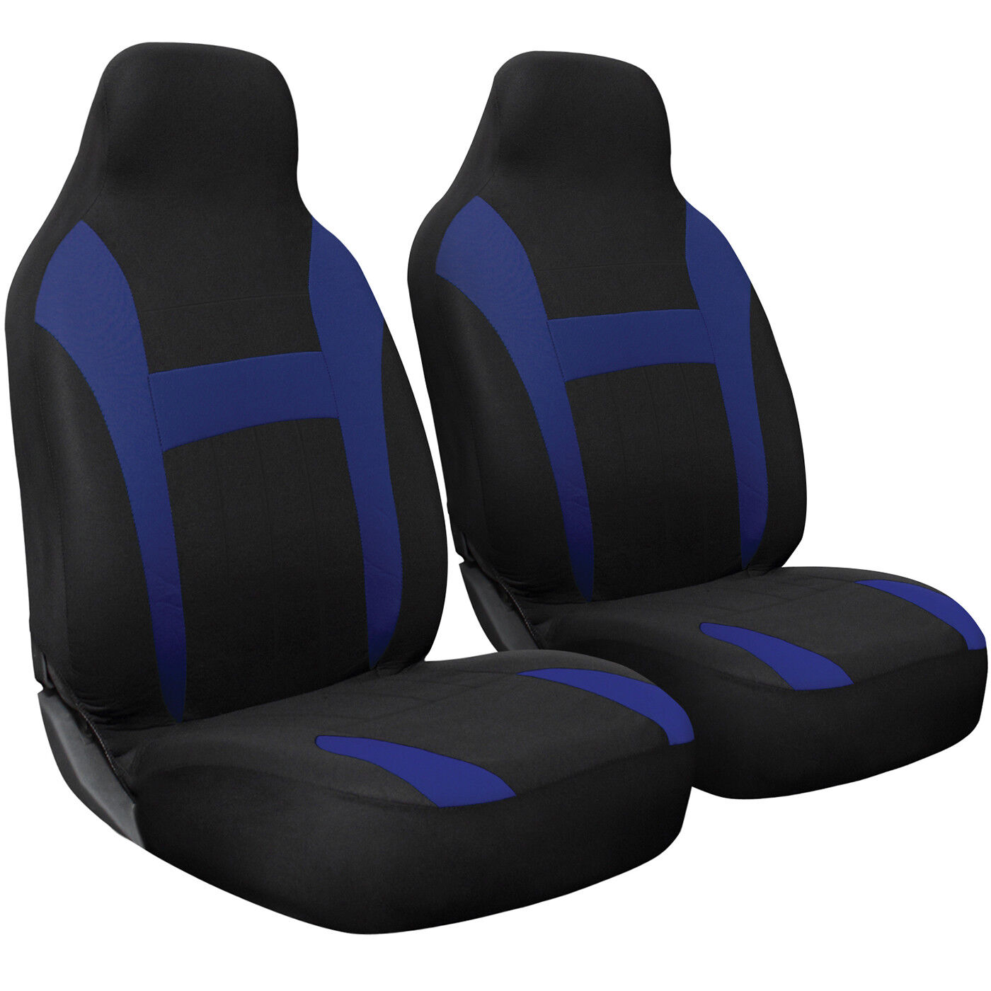 Seat Cover Set Front Integrated Bucket for Car Truck SUV - 2pc Blue & Black