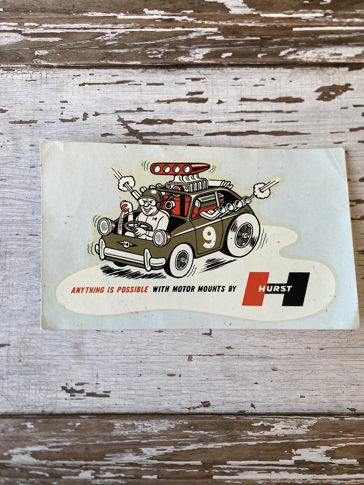 Vintage Original HURST Water DECAL Hot Rod Drag Racing auto Gasser NHRA 7”