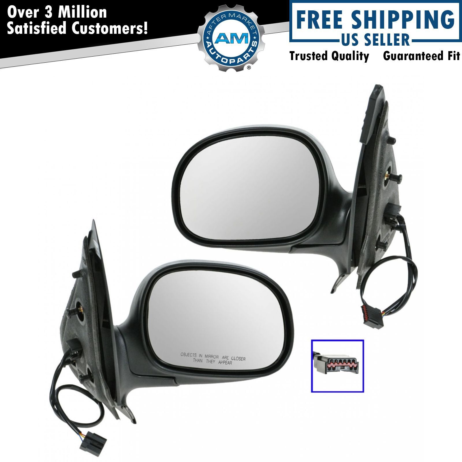 Power Side View Mirrors Black & Chrome Pair Set for Ford Expedition F150 Truck