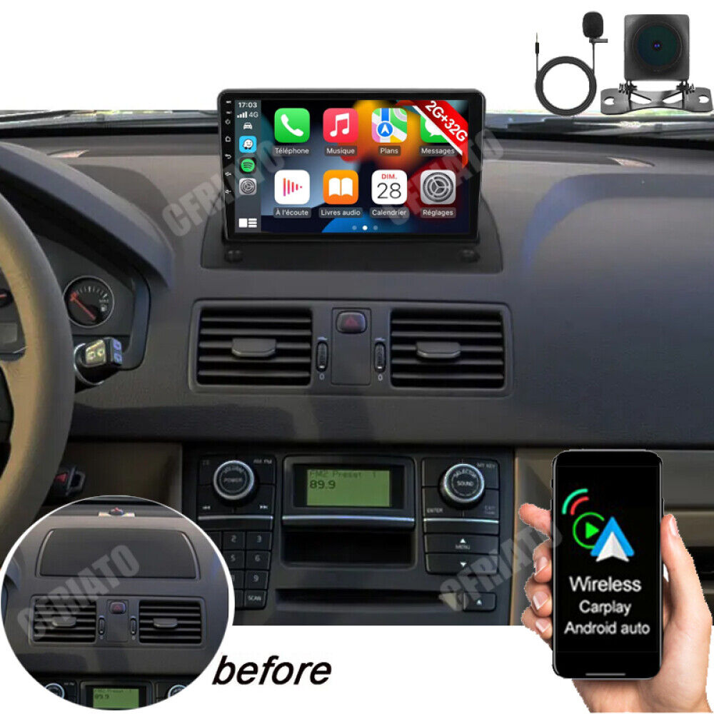 Android 13 Carplay Car Radio GPS Navi WIFI Stereo For Volvo XC90 2004-2014 + Cam