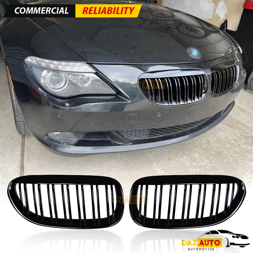 Gloss Black Front Kidney Grill Grille for 2004-2010 BMW E63 E64 M6 650i 645ci 2D