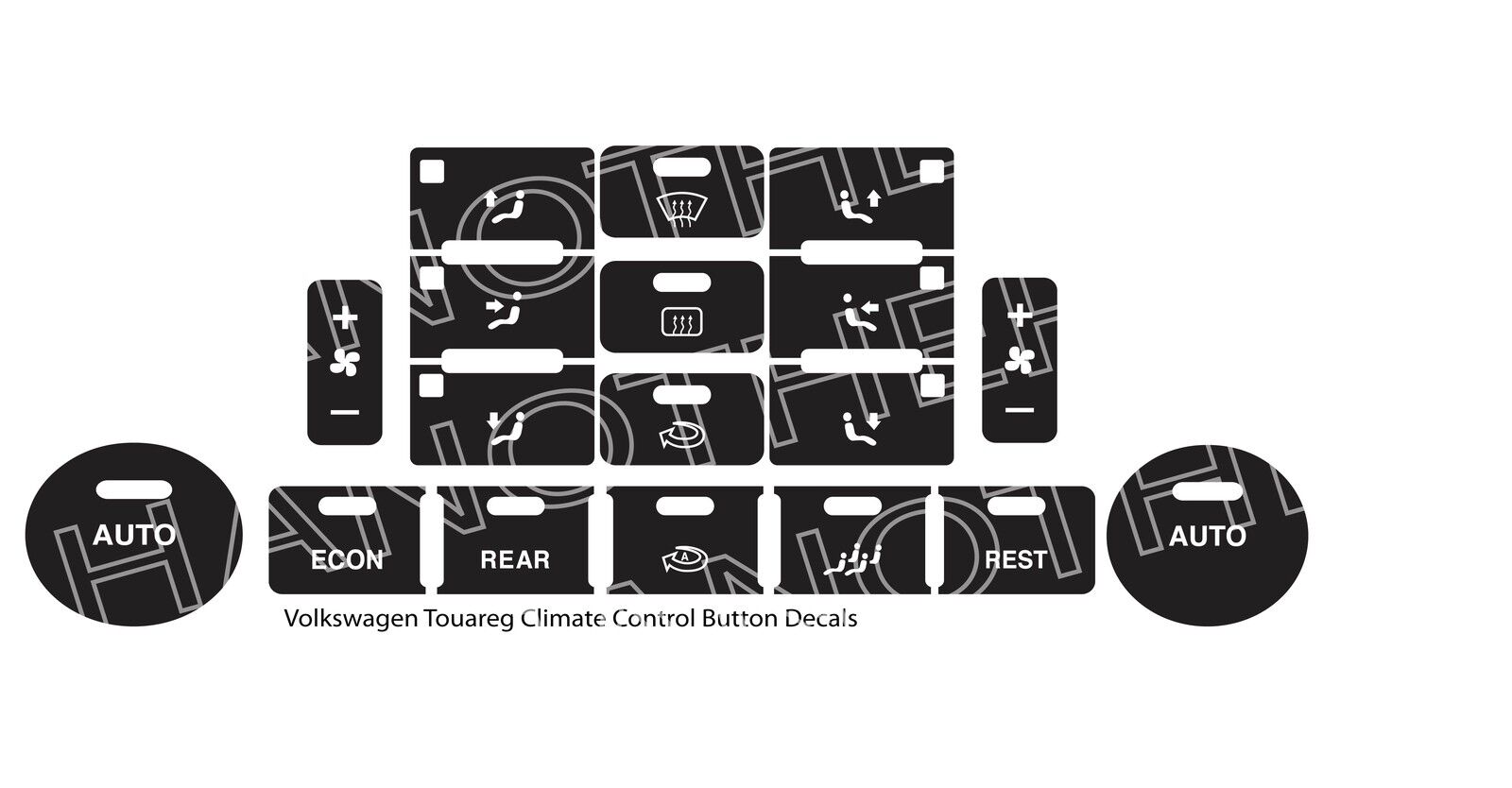 Fits 2004–2009 Volkswagen Touareg Climate Control V2 Black Button Repair Decals
