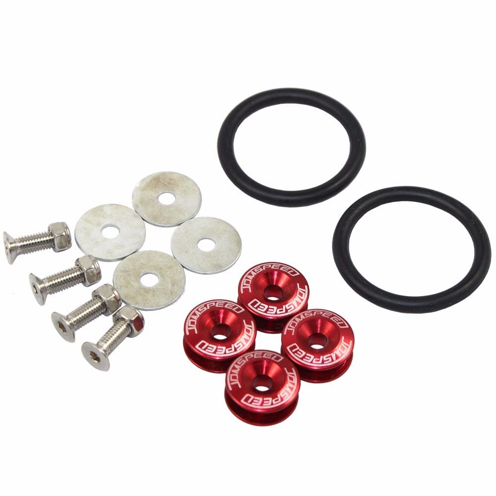 RED JDMSPEED ALUMINUM QUICK RELEASE FASTENERS KIT FOR BUMPER & TRUNK HATCH